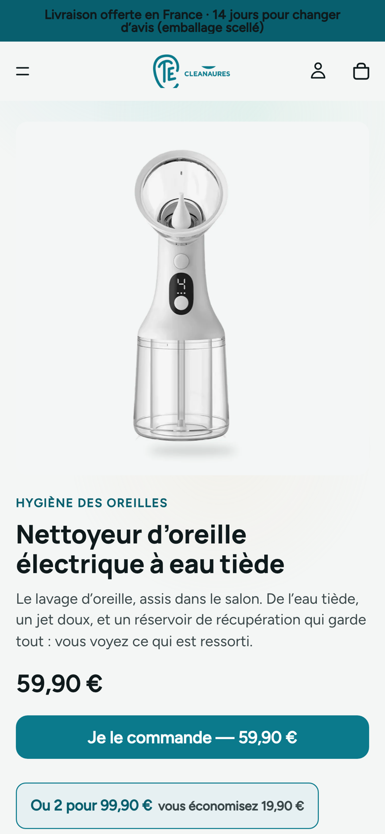 Réalisation Cleanaures : E-commerce accessoires du quotidien · France