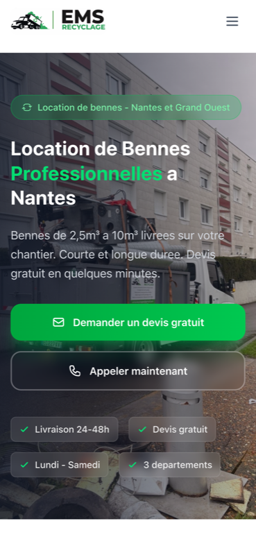 Réalisation EMS Recyclage : Location de bennes · Loire-Atlantique