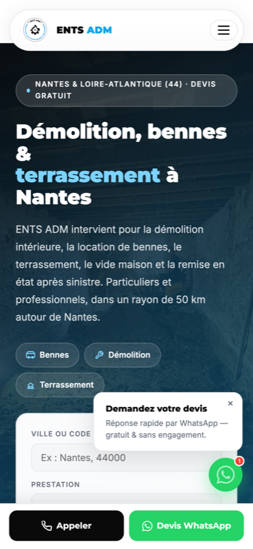 Réalisation ENTS ADM : Démolition · Nantes