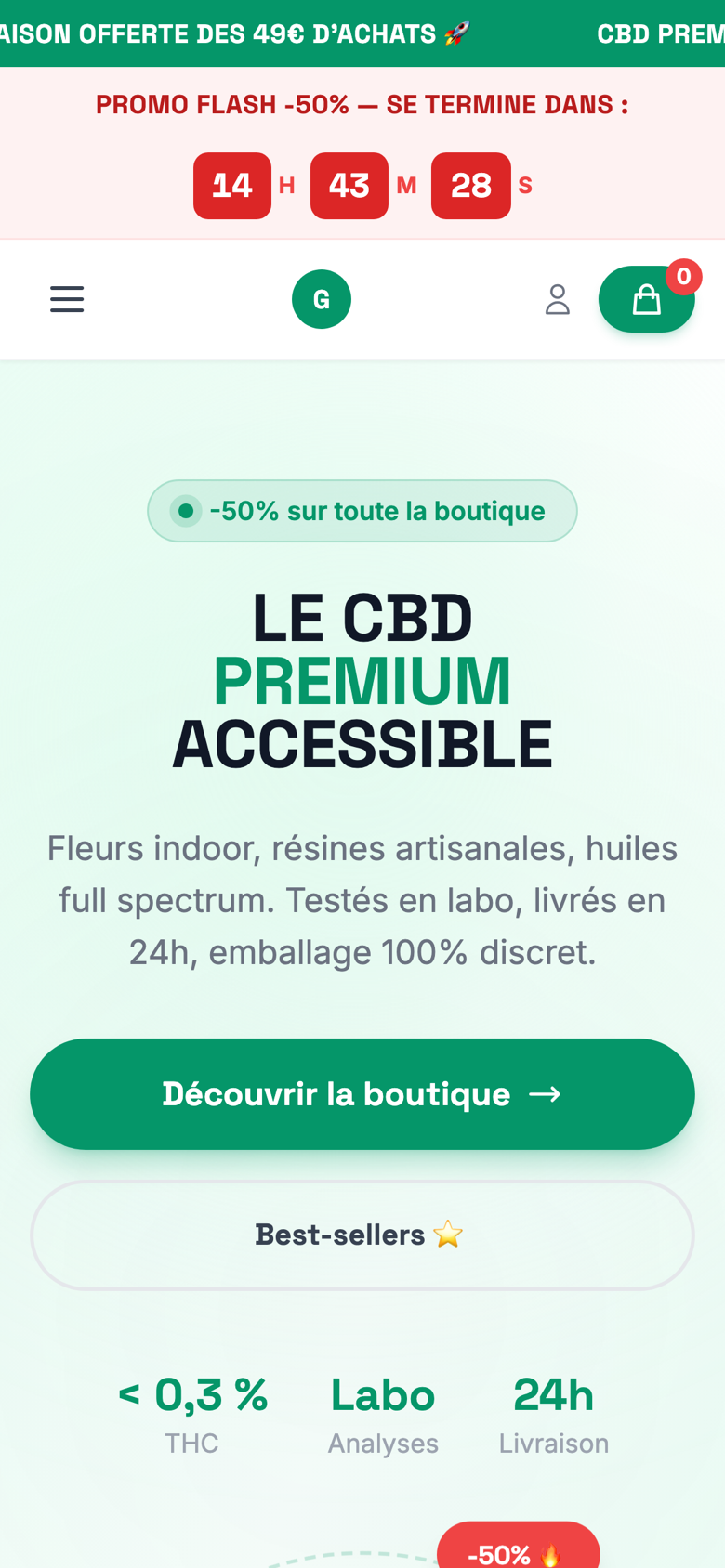 Réalisation TheGreenSpot CBD : E-commerce CBD · France